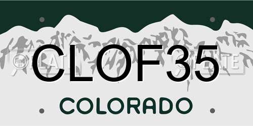 CLOF35 Colorado License Plate
