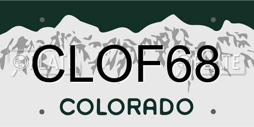 CLOF68 Colorado License Plate