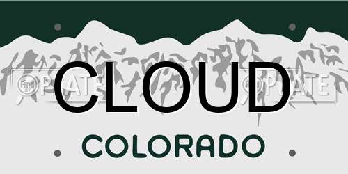 CLOUD Colorado License Plate