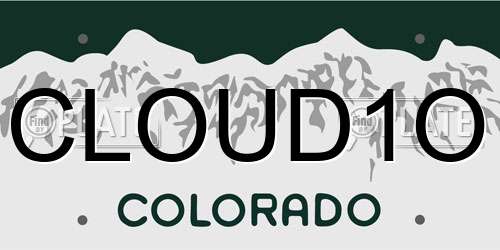 CLOUD1O Colorado License Plate
