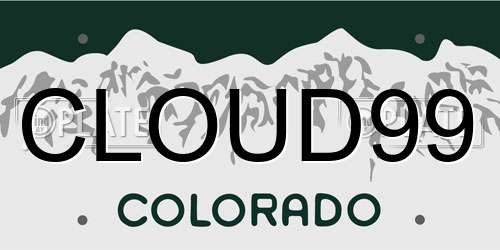 CLOUD99 Colorado License Plate