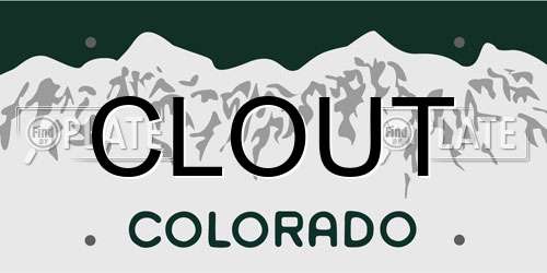 CLOUT Colorado License Plate