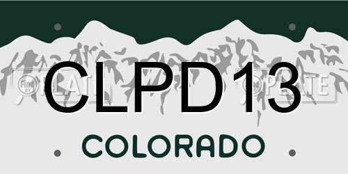 CLPD13 Colorado License Plate