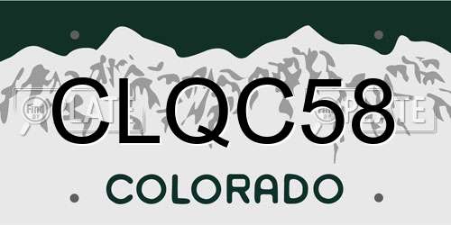 CLQC58 Colorado License Plate