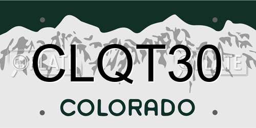 CLQT30 Colorado License Plate