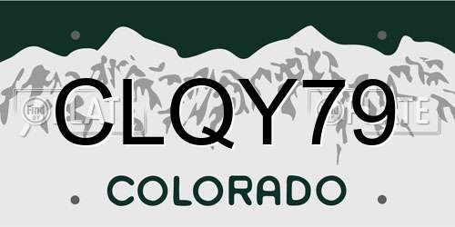 CLQY79 Colorado License Plate