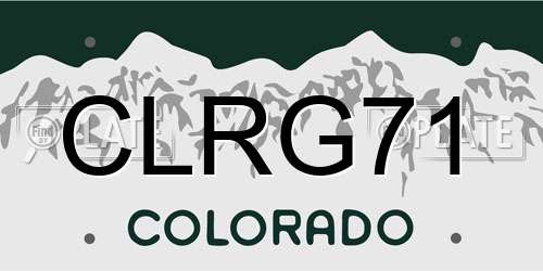 CLRG71 Colorado License Plate