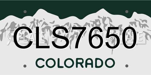 CLS7650 Colorado License Plate