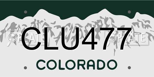 CLU477 Colorado License Plate
