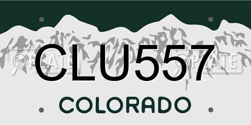 CLU557 Colorado License Plate