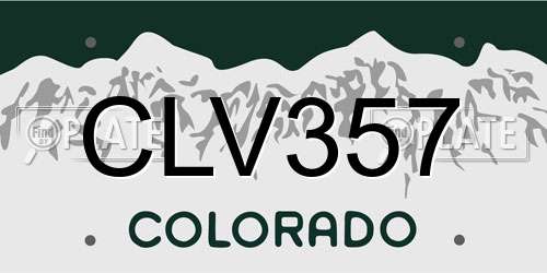 CLV357 Colorado License Plate