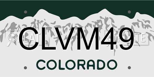 CLVM49 Colorado License Plate