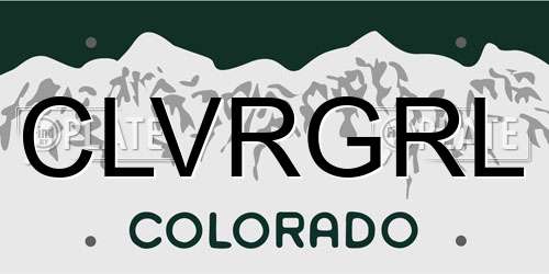 CLVRGRL Colorado License Plate