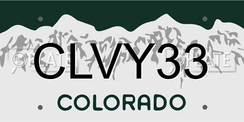 CLVY33 Colorado License Plate