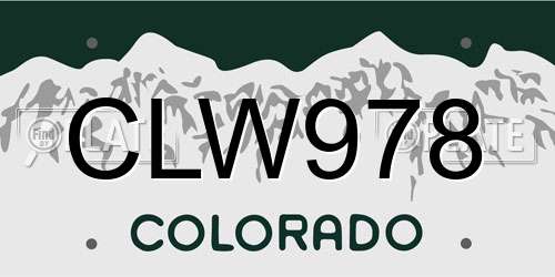 CLW978 Colorado License Plate