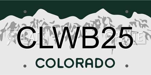 CLWB25 Colorado License Plate