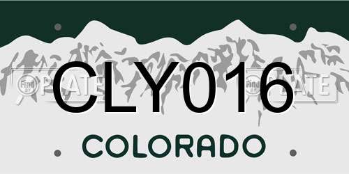 CLY016 Colorado License Plate