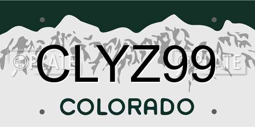 CLYZ99 Colorado License Plate