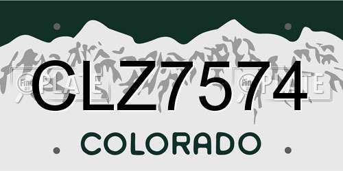 CLZ7574 Colorado License Plate