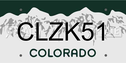 CLZK51 Colorado License Plate