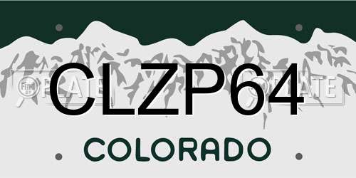 CLZP64 Colorado License Plate