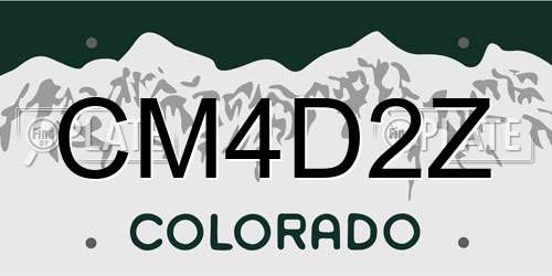 CM4D2Z Colorado License Plate