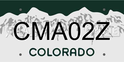CMA02Z Colorado License Plate
