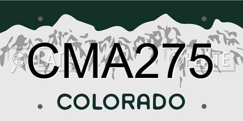 CMA275 Colorado License Plate