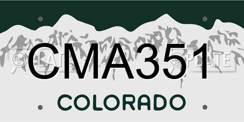 CMA351 Colorado License Plate