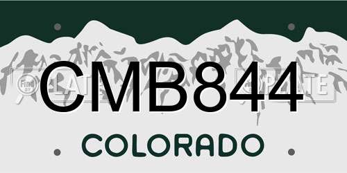 CMB844 Colorado License Plate