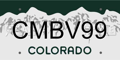CMBV99 Colorado License Plate