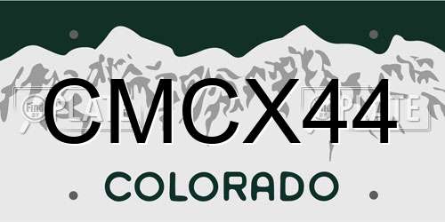 CMCX44 Colorado License Plate