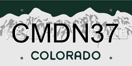CMDN37 Colorado License Plate