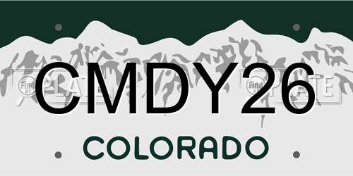 CMDY26 Colorado License Plate
