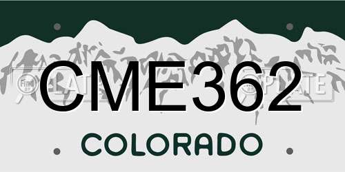 CME362 Colorado License Plate