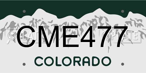 CME477 Colorado License Plate