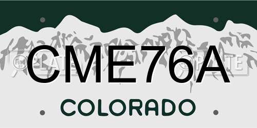 CME76A Colorado License Plate