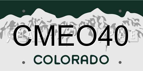 CMEO40 Colorado License Plate