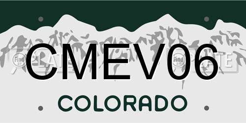 CMEV06 Colorado License Plate