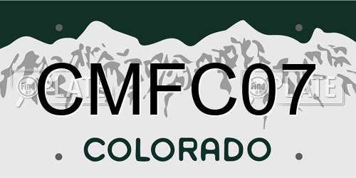 CMFC07 Colorado License Plate