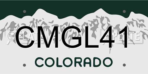 CMGL41 Colorado License Plate