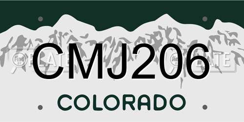 CMJ206 Colorado License Plate