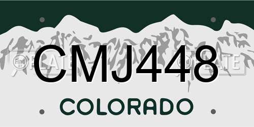 CMJ448 Colorado License Plate