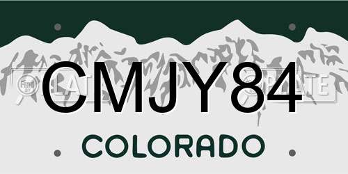 CMJY84 Colorado License Plate