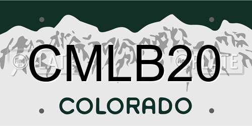 CMLB20 Colorado License Plate
