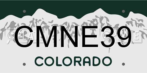 CMNE39 Colorado License Plate