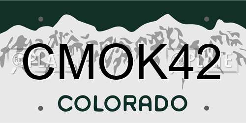 CMOK42 Colorado License Plate