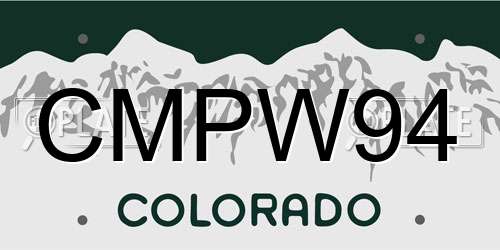 CMPW94 Colorado License Plate
