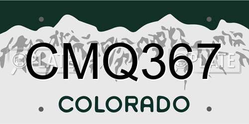 CMQ367 Colorado License Plate
