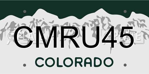 CMRU45 Colorado License Plate